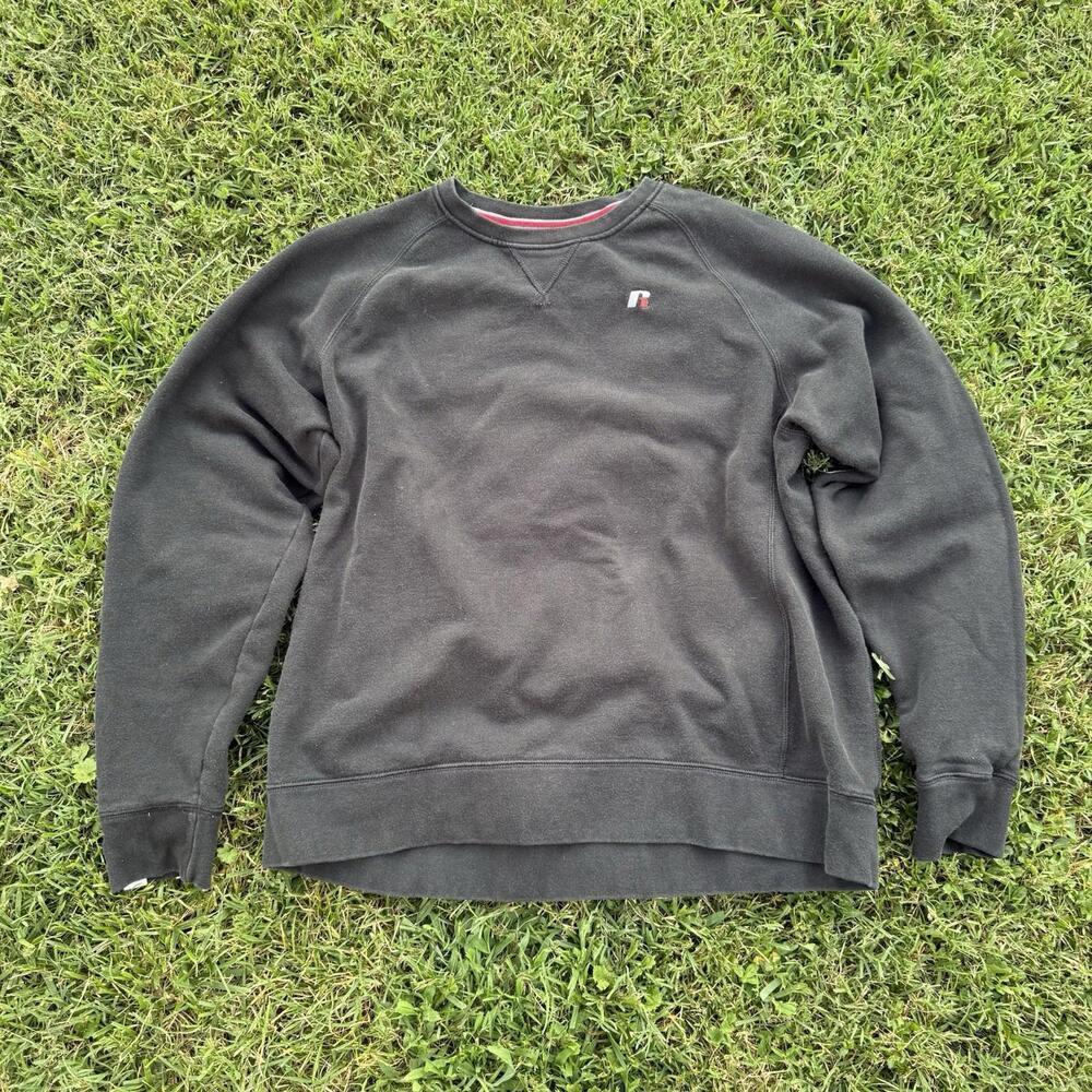 Vtg Russell Athletics Sweatshirt L Black Fleece JPullover